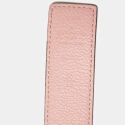 Pre Owned Louis Vuitton Rose Poudre Leather and Monogram Canvas LV Initiales Reversible Belt 80 CM