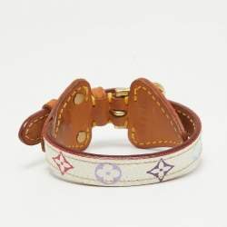 مملوكة مسبقًا Louis Vuitton Theda Monogram Canvas Leather Gold Tone Bracelet