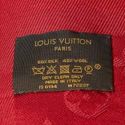 Pre Owned Louis Vuitton Red Monogram Silk/Wool Pomme d'amour Scarf
