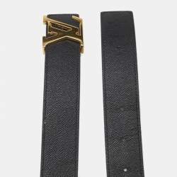 Louis Vuitton Black Monogram Canvas and Leather LV Initiales  Reversible Belt 70CM