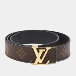 Louis Vuitton Black Monogram Canvas and Leather LV Initiales  Reversible Belt 70CM