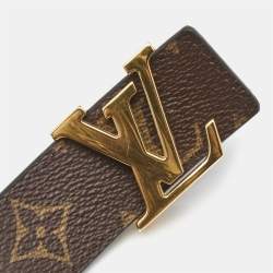 Louis Vuitton Black Monogram Canvas and Leather LV Initiales  Reversible Belt 70CM