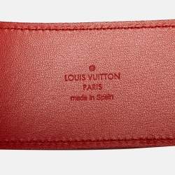 Pre Owned Louis Vuitton Red Leather Wide Buckle Belt 75CM