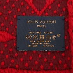 Pre Owned Louis Vuitton Red Wool Silk Logomania Scarf