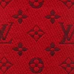 Pre Owned Louis Vuitton Red Wool Silk Logomania Scarf