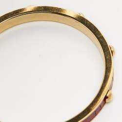 Pre Owned Louis Vuitton Gimme A Clue Red Leather Inlay Gold Tone Bangle Bracelet S