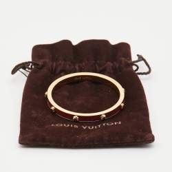 Pre Owned Louis Vuitton Gimme A Clue Red Leather Inlay Gold Tone Bangle Bracelet S