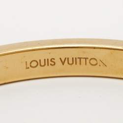 Pre Owned Louis Vuitton Gimme A Clue Red Leather Inlay Gold Tone Bangle Bracelet S