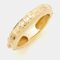 Louis Vuitton Family Debossed Signature Gold Tone Bracelet