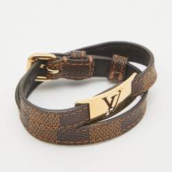 Pre Owned Louis Vuitton Sign It Canvas Gold Tone Bracelet