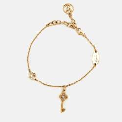 Pre Owned Louis Vuitton  Lady Lucky Key Supple Crystal Gold Tone Bracelet