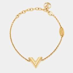Pre Owned Louis Vuitton Essential V Gold Tone Chain Link Bracelet