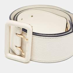 Pre Owned Louis Vuitton White Taurillon Leather Sun Tulle Charade Belt 75 CM