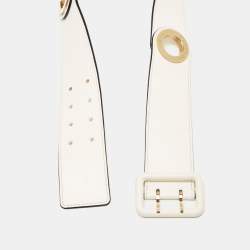 Pre Owned Louis Vuitton White Taurillon Leather Sun Tulle Charade Belt 75 CM