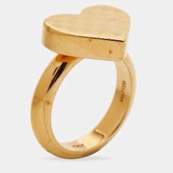 Pre Owned  Louis Vuitton  Damier Valentine Gold Tone Heart Ring SIze 53