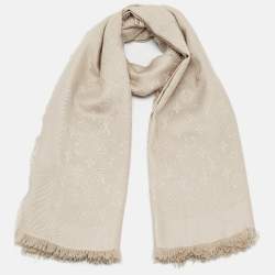 Pre Owned Louis Vuitton Jacquard Silk Monogram Classic Shawl