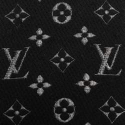 Pre Owned Louis Vuitton Black/Silver Wool Silk Logomania Shine Scarf