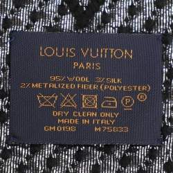 Pre Owned Louis Vuitton Black/Silver Wool Silk Logomania Shine Scarf