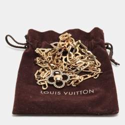 Pre Owned Louis Vuitton Gold Tone Flower Power Sautoir Chain Necklace