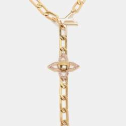 Pre Owned Louis Vuitton Gold Tone Flower Power Sautoir Chain Necklace