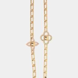 Pre Owned Louis Vuitton Gold Tone Flower Power Sautoir Chain Necklace
