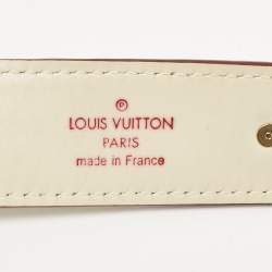 Pre Owned Louis Vuitton White Suhail Leather Studded Buckle Belt 80CM