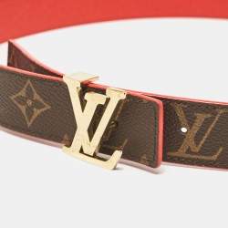 Pre Owned Louis Vuitton Red Monogram Canvas LV Initiales Reversible Belt 80CM