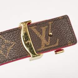Pre Owned Louis Vuitton Red Monogram Canvas LV Initiales Reversible Belt 80CM