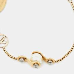 Pre Owned Louis Vuitton Speedy Faux Pearl Two Tone Gold Bracelet