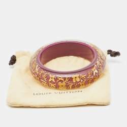 Pre Owned Louis Vuitton Resin Crystals LV Inclusion Gold Tone Bangle Bracelet 