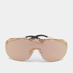 Louis Vuitton Black/Gold Tone Mirrored Rain Z2377E Shield Sunglasses