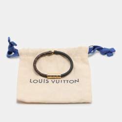 Pre Owned Louis Vuitton Black Monogram Canvas and Leather Daily Confidential Gold Tone Wrap Bracelet