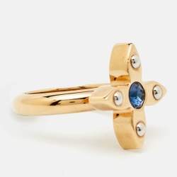 Louis Vuitton Love Letters Crystals Two Tone Gold Ring Size 53