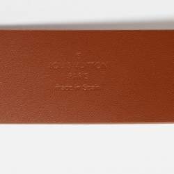 Louis Vuitton Brown Leather and Snakeskin Square Logo Buckle Belt 80CM