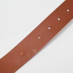 Louis Vuitton Brown Leather and Snakeskin Square Logo Buckle Belt 80CM