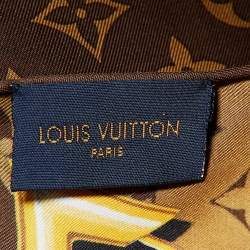 Pre Owned Louis Vuitton Brown Monogram Confidential Silk Square Scarf