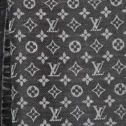 Pre Owned Louis Vuitton Black Monogram Silk & Wool Petit Louis Shawl