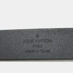 Pre Owned Louis Vuitton Grey/Black Leather LV Initiales 20MM Belt 80 CM