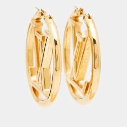 Pre Owned Louis Vuitton Louise Gold Tone Hoop Earrings