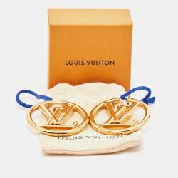 Pre Owned Louis Vuitton Louise Gold Tone Hoop Earrings