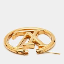 Pre Owned Louis Vuitton Louise Gold Tone Hoop Earrings