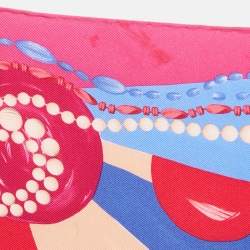 Pre Owned Louis Vuitton Orange/Pink Printed Silk Square Scarf 