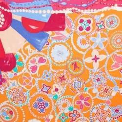 Pre Owned Louis Vuitton Orange/Pink Printed Silk Square Scarf 