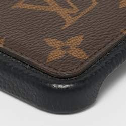 Pre Owned Louis Vuitton Black Leather and Monogram Canvas iPhone 12/12 Pro Case