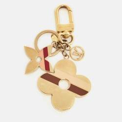 Pre Owned Louis Vuitton Multicolor Enamel Striped Flower Gold Tone Bag Charm