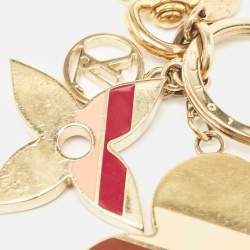 Pre Owned Louis Vuitton Multicolor Enamel Striped Flower Gold Tone Bag Charm