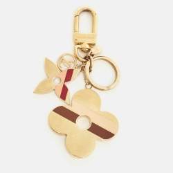 Pre Owned Louis Vuitton Multicolor Enamel Striped Flower Gold Tone Bag Charm