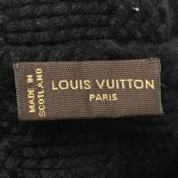 Pre Owned Louis Vuitton Black Wool Damier Knit Beanie
