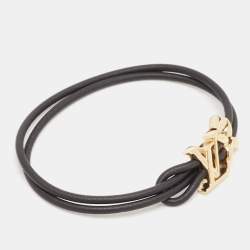 Pre Owned Louis Vuitton LV Bloom Leather Gold Tone Bracelet