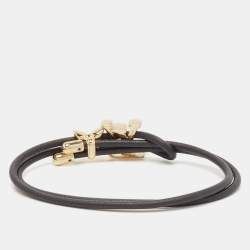 Pre Owned Louis Vuitton LV Bloom Leather Gold Tone Bracelet